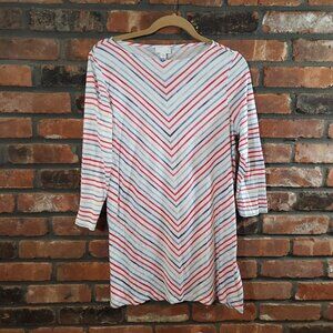J. Jill 3/4 Sleeve Jersey Knit Boat Neck Tunic in Diagonal Stripe Women's XS NWT